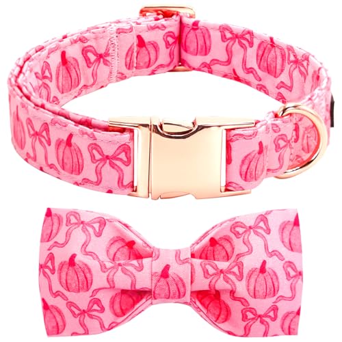 Bobo Rainbow Hundehalsband, rosa Kürbisdruck, verstellbar, niedlich, Baumwolle, weiche Halsbänder mit Fliege, Herbst-Metallschnalle, Urlaub, Welpenhalsbänder, Geschenk für mittelgroße Hunde Bobo Rainbow Hundehalsband, rosa Kürbisdruck, verstellbar, niedlich, Baumwolle, weiche Halsbänder mit Fliege, Herbst-Metallschnalle, Urlaub, Welpenhalsbänder, Geschenk für mittelgroße Hunde von Bobo Rainbow