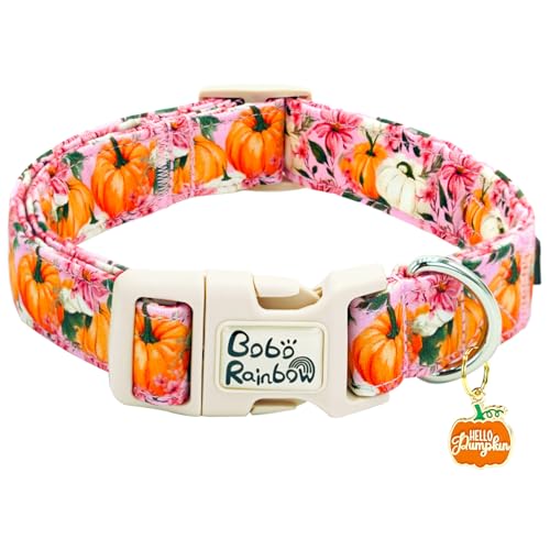 Bobo Rainbow Hundehalsband für Hunde, Motiv: rosa Blume, Kürbisdruck, verstellbar, für Urlaub, niedlich, bequem, langlebig, leicht, Schnellverschluss-Schnalle, Geschenk für X-Small Hunde Bobo Rainbow Hundehalsband für Hunde, Motiv: rosa Blume, Kürbisdruck, verstellbar, für Urlaub, niedlich, bequem, langlebig, leicht, Schnellverschluss-Schnalle, Geschenk für X-Small Hunde von Bobo Rainbow