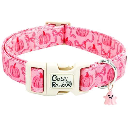 Bobo Rainbow Hundehalsband für Hunde, Motiv: rosa Kürbisdruck, verstellbar, Urlaub, niedlich, Baumwolle, Welpenhalsband, langlebig, leicht, Schnellverschluss-Schnalle, Geschenk für X-Small Hunde Bobo Rainbow Hundehalsband für Hunde, Motiv: rosa Kürbisdruck, verstellbar, Urlaub, niedlich, Baumwolle, Welpenhalsband, langlebig, leicht, Schnellverschluss-Schnalle, Geschenk für X-Small Hunde von Bobo Rainbow