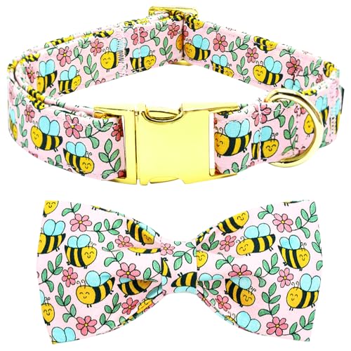 Bobo Rainbow Hundehalsband mit Fliege, Bienendruck, verstellbar, niedliches Haustierhalsband, weich, bequem, Welpenhalsband, Frühlings-Welpenhalsband, rosa Blumenhalsbänder, Metallschnalle Bobo Rainbow Hundehalsband mit Fliege, Bienendruck, verstellbar, niedliches Haustierhalsband, weich, bequem, Welpenhalsband, Frühlings-Welpenhalsband, rosa Blumenhalsbänder, Metallschnalle von Bobo Rainbow