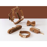 Braun Cord Hundegeschirr Leine Personalisierte Kragen-Set, Jungen Hundehalsband Und Geschirr, Kein Zuggeschirr Für Jungen-Welpen Mädchen-Hund von Bobocollar