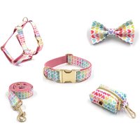 Niedlicher Schritt in Hundegeschirr Und Leine Set, Personalisiertes Geschirr Mit Namenshalsband Fliege, Designer No Pull Girl Hundegeschirr, Luxus von Bobocollar