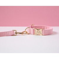 Rosa Personalisiertes Hundehalsband Lessh Set, Cord Für Mädchen Hündin, Hochzeit Hundehalsband, Welpe Halsband Und Leinenschleife, Kostenloser von Bobocollar