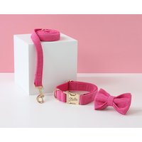 Rose Pink Personalisiertes Hundehalsband Und Leinenschleife Set, Dicker Stoff Junge Welpe Halsband, Benutzerdefinierte Großes Hundehalsband, Hund von Bobocollar