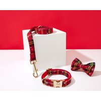 Weihnachtsgeschenk Für Welpe, Weihnachtliches Hundehalsband, Personalisiertes Hundehalsband Schleife, Und Leine, Weihnachtsanhänger Haustier Hund von Bobocollar