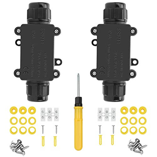 2 Stück Abzweigdose Wasserdicht IP68, 2 Wege Verteilerdose Außen Outdoor Verteilerdose Kabelverbinder Aussen Erdkabel Klemmdose Elektrischer Außenverteilerdose für Kabeldurchmesser Ø4mm-15mm,Schwarz von Boboleo