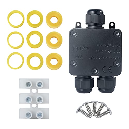 Abzweigdose Wasserdicht,3 Wege Wasserdichte Abzweigdose,Abzweigdose Wasserdicht Ip68 Elektrische Anschlussdose Für Kabel mit 5-15 mm Durchmesser,Abzweigdose Schwarz (1 Pack) von Boboleo
