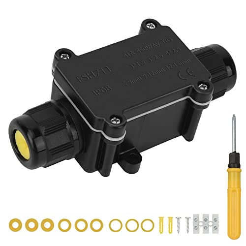 Abzweigdose Wasserdicht IP68, 2 Wege Verteilerdose Außen Outdoor Verteilerdose Kabelverbinder Aussen Erdkabel Klemmdose Elektrischer Außenverteilerdose für Kabeldurchmesser Ø4mm-15mm,Schwarz von Boboleo