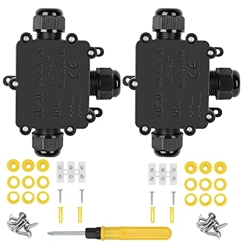 IP68 Wasserdichte Abzweigdose,3 Wege Verteilerdose Außen,Kabelverbinder Aussen,Unterirdische Verbindungsdose Elektrischer Außenverteilerdose für Kabeldurchmesser Ø4mm-15mm,Schwarz IP68 Wasserdichte Abzweigdose,3 Wege Verteilerdose Außen,Kabelverbinder Aussen,Unterirdische Verbindungsdose Elektrischer Außenverteilerdose für Kabeldurchmesser Ø4mm-15mm,Schwarz von Boboleo