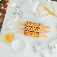 Muster Teigrolle Für Kekse, Weihnachtsgeschenk Sie, Geprägte Geschnitzte Nudelholz Shortbread-Plätzchen, Tonwerkzeuge, Backgeschenke von BobsCozyRoom