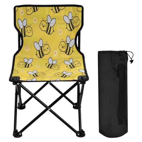 Boccsty Cartoon Bee Campingstuhl Floral Strandstühle Klappstuhl Rasen Stühle Outdoor Stuhl für Camping Picknick Sport BBQ von Boccsty