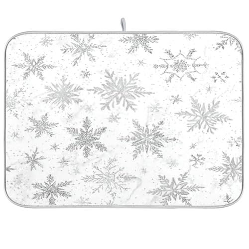 Boccsty Schneeflocken Silber Glitzer Winter Abtropfmatte für Theke Weihnachten Trocknen Küchenmatten Kaffee Bar Matten für Arbeitsplatten Geschirr Utensilien Spülen 45,7 x 61 cm Boccsty Schneeflocken Silber Glitzer Winter Abtropfmatte für Theke Weihnachten Trocknen Küchenmatten Kaffee Bar Matten für Arbeitsplatten Geschirr Utensilien Spülen 45,7 x 61 cm von Boccsty