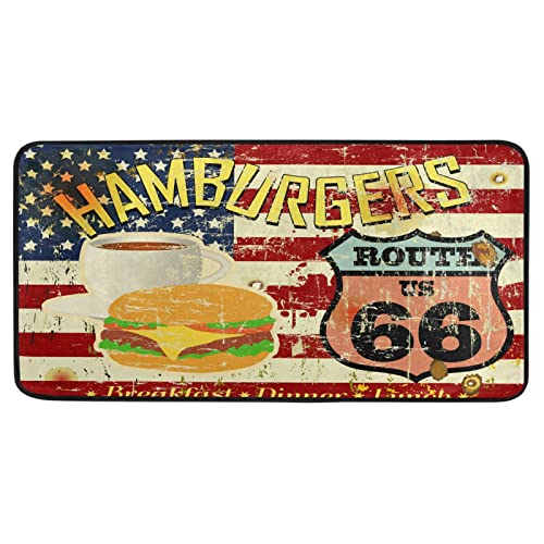 Boccsty Six Hamburger-Diner-Schild, Küchenteppich, Badteppich, Läufer, Komfortmatte, rutschfeste Fußmatten, Teppich für Badezimmer und Innenbereich, 99 x 50,8 cm von Boccsty