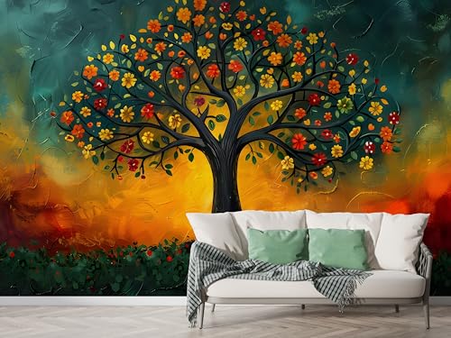 Baum Blume Tapete, Abstrakt Fototapete, Ölgemälde Wandpapier, Vliestapete Selbstklebende Wand Deko, Motivtapeten Schlafzimmer Wohnzimmer, 350x256 cm - M-765 Baum Blume Tapete, Abstrakt Fototapete, Ölgemälde Wandpapier, Vliestapete Selbstklebende Wand Deko, Motivtapeten Schlafzimmer Wohnzimmer, 350x256 cm - M-765 von Boceoey