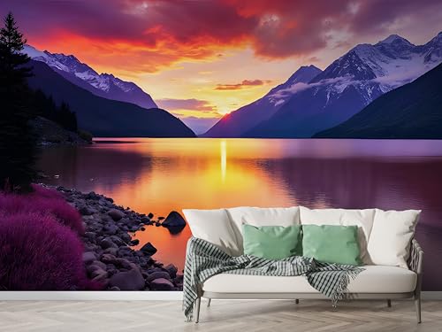 Berg Sonnenuntergang Tapete, Landschaft Fototapete, Ozean Wandpapier, Vliestapete Selbstklebende Wand Deko, Motivtapeten Schlafzimmer Wohnzimmer, 400x280 cm - M-553 Berg Sonnenuntergang Tapete, Landschaft Fototapete, Ozean Wandpapier, Vliestapete Selbstklebende Wand Deko, Motivtapeten Schlafzimmer Wohnzimmer, 400x280 cm - M-553 von Boceoey