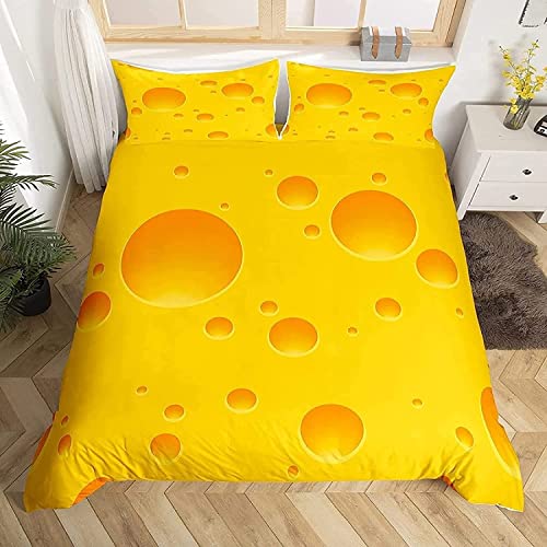 Bettwäsche 135x200 cm - Käse Anti-Allergie Microfaser Bettbezug Set - 1 Bettbezüge mit Reißverschluss und 2 Kissenbezug 80x80 cm, für Kinder Jungen Mädchen von Boceoey