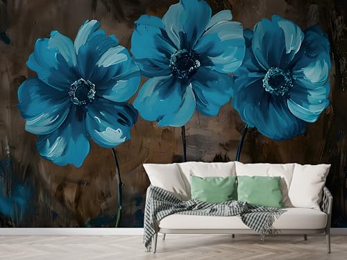 Blaue Blume Retro Tapete, Batik Fototapete, Abstrakt Wandpapier, Vliestapete Selbstklebende Wand Deko, Motivtapeten Schlafzimmer Wohnzimmer, 200x140 cm - M-806 Blaue Blume Retro Tapete, Batik Fototapete, Abstrakt Wandpapier, Vliestapete Selbstklebende Wand Deko, Motivtapeten Schlafzimmer Wohnzimmer, 200x140 cm - M-806 von Boceoey