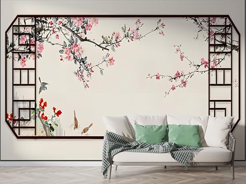 Blütenzweig Chinesischer Stil Tapete, Blumen Fototapete, Geometrie Wandpapier, Vliestapete Selbstklebende Wand Deko, Motivtapeten Schlafzimmer Wohnzimmer, 300x210 cm - M-515 Blütenzweig Chinesischer Stil Tapete, Blumen Fototapete, Geometrie Wandpapier, Vliestapete Selbstklebende Wand Deko, Motivtapeten Schlafzimmer Wohnzimmer, 300x210 cm - M-515 von Boceoey