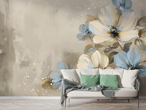 Blume Aquarell Tapete, Blumen Fototapete, Minimalismus Wandpapier, Vliestapete Selbstklebende Wand Deko, Motivtapeten Schlafzimmer Wohnzimmer, 350x256 cm - M-787 Blume Aquarell Tapete, Blumen Fototapete, Minimalismus Wandpapier, Vliestapete Selbstklebende Wand Deko, Motivtapeten Schlafzimmer Wohnzimmer, 350x256 cm - M-787 von Boceoey