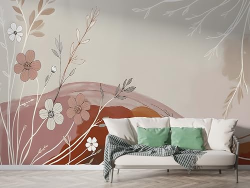 Blume Nordisch Tapete, Retro Fototapete, Minimalismus Wandpapier, Vliestapete Selbstklebende Wand Deko, Motivtapeten Schlafzimmer Wohnzimmer, 150x100 cm - M-789 Blume Nordisch Tapete, Retro Fototapete, Minimalismus Wandpapier, Vliestapete Selbstklebende Wand Deko, Motivtapeten Schlafzimmer Wohnzimmer, 150x100 cm - M-789 von Boceoey