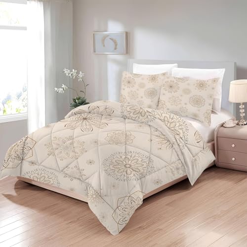 Blumen Bettdecke 240x260 4 Jahreszeiten - Bettdecken Geometrisch - Ganzjahresdecke Boho Stil - Waschbare Bettdecke ohne Bezug Nutzbar - Wende Muster Steppdecke mit 2 Kissenbezug - U-834 von Boceoey