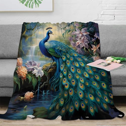 Blumen Pfau Kuscheldecke Flauschig, Decke Fleecedecke Pfau, Weiche Warme Decke Wohndecke als Sofadecke Wolldecke Couchdecke Tagesdecke, XXL 220x240 cm S-23 Blumen Pfau Kuscheldecke Flauschig, Decke Fleecedecke Pfau, Weiche Warme Decke Wohndecke als Sofadecke Wolldecke Couchdecke Tagesdecke, XXL 220x240 cm S-23 von Boceoey