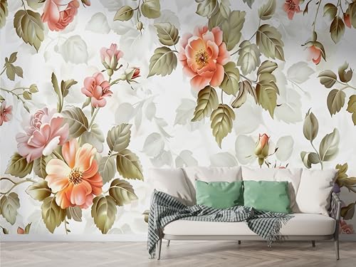 Blumenzweig Botanisch Tapete, Strauß Fototapete, Gartenstil Wandpapier, Vliestapete Selbstklebende Wand Deko, Motivtapeten Schlafzimmer Wohnzimmer, 400x280 cm - F-236 von Boceoey
