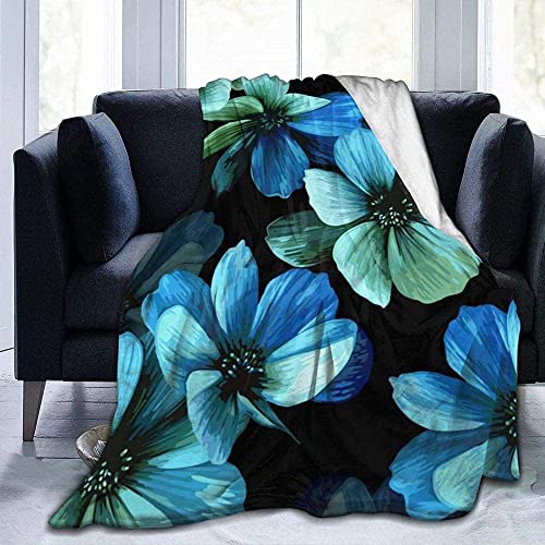 Boceoey Blaue Blume Kuscheldecke Flauschig Weich Warme Fleecedecke für Bett Couch, Wolldecke als Sofadecke Wohndecke Tagesdecke oder Campingdecke 200x200 cm von Boceoey