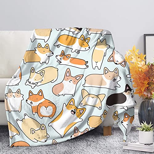 Boceoey Decke Sofa Kuscheldecke Flauschig 150x200 cm - Weich Warme Fleecedecke für Bett Couch - Wohndecke als Couchdecke Bettüberwurf Tagesdecke Campingdecke Corgi von Boceoey