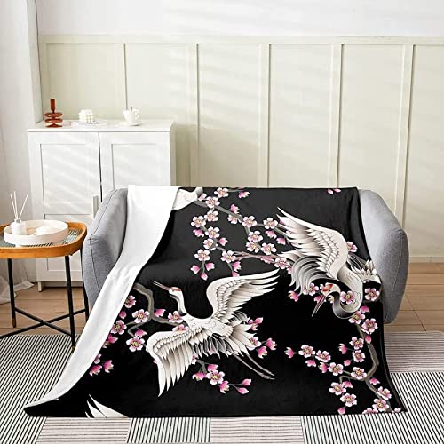 Boceoey Kuscheldecke Flauschig Decke Sofa Flanell Fleecedecke, Weich Warme Decken als Sofadecke Wohndecke Couchdecke Tagesdecke, Leichte Decke 150x200 cm Japanisch Kranich von Boceoey