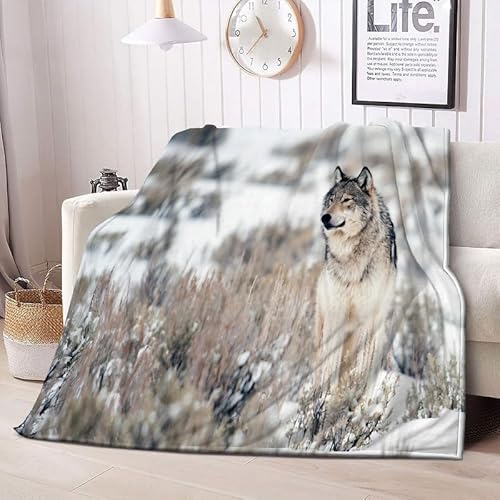 Decke 200x200 3D Tier Kuscheldecke Flauschig - Weich und Warme Fleecedecke für Bett Couch - Wohndecke als Couchdecke Bettüberwurf Tagesdecke Campingdecke Wolf von Boceoey