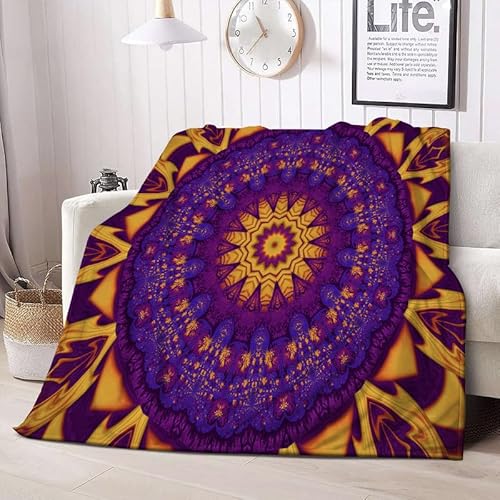 Boceoey Fleecedecke Decke 150 x 200 cm Mandala Kuscheldecke Flauschig Warme Boho Decken als Wohndecke Sofadecke Couchdecke Sofaüberwurf Wohnzimmerdecke Tagesdecke Lila von Boceoey