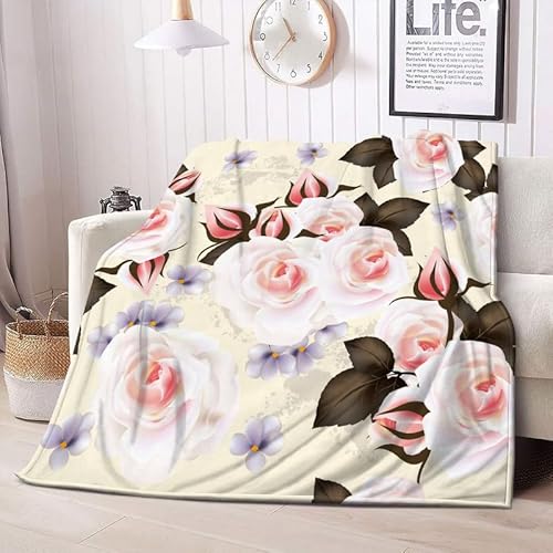 Boceoey Fleecedecke Decke 150 x 200 cm Rosen Kuscheldecke Flauschig Warme Blumen Decken als Wohndecke Sofadecke Couchdecke Sofaüberwurf Wohnzimmerdecke Tagesdecke Rot von Boceoey