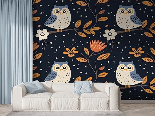Halloween Eule Tapete, Blume Fototapete, Botanisch Wandpapier, Vliestapete Selbstklebende Wand Deko, Motivtapeten Schlafzimmer Wohnzimmer, 400x280 cm - F-673 Halloween Eule Tapete, Blume Fototapete, Botanisch Wandpapier, Vliestapete Selbstklebende Wand Deko, Motivtapeten Schlafzimmer Wohnzimmer, 400x280 cm - F-673 von Boceoey