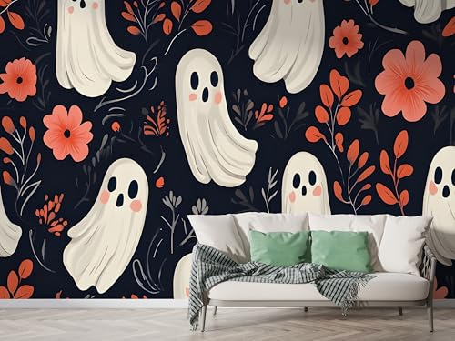 Halloween Geist Tapete, Blume Fototapete, Botanik Wandpapier, Vliestapete Selbstklebende Wand Deko, Motivtapeten Schlafzimmer Wohnzimmer, 450x315 cm - F-378 Halloween Geist Tapete, Blume Fototapete, Botanik Wandpapier, Vliestapete Selbstklebende Wand Deko, Motivtapeten Schlafzimmer Wohnzimmer, 450x315 cm - F-378 von Boceoey