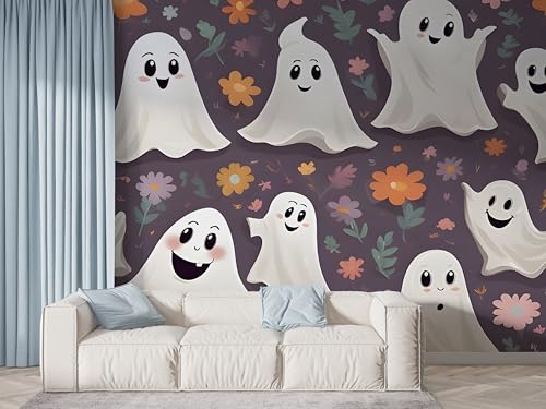Halloween Geist Tapete, Blume Fototapete, Botanisch Wandpapier, Vliestapete Selbstklebende Wand Deko, Motivtapeten Schlafzimmer Wohnzimmer, 400x280 cm - F-655 Halloween Geist Tapete, Blume Fototapete, Botanisch Wandpapier, Vliestapete Selbstklebende Wand Deko, Motivtapeten Schlafzimmer Wohnzimmer, 400x280 cm - F-655 von Boceoey