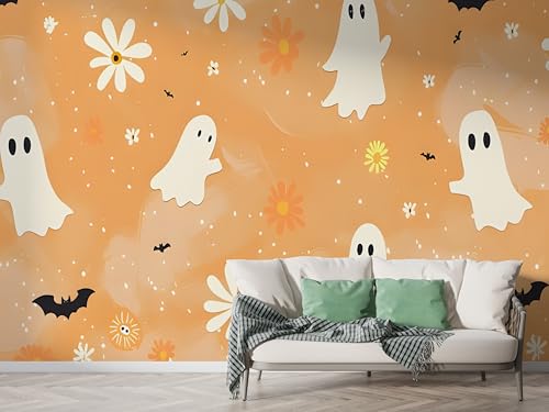 Halloween Geist Tapete, Fledermaus Fototapete, Blume Wandpapier, Vliestapete Selbstklebende Wand Deko, Motivtapeten Schlafzimmer Wohnzimmer, 300x210 cm - F-367 Halloween Geist Tapete, Fledermaus Fototapete, Blume Wandpapier, Vliestapete Selbstklebende Wand Deko, Motivtapeten Schlafzimmer Wohnzimmer, 300x210 cm - F-367 von Boceoey