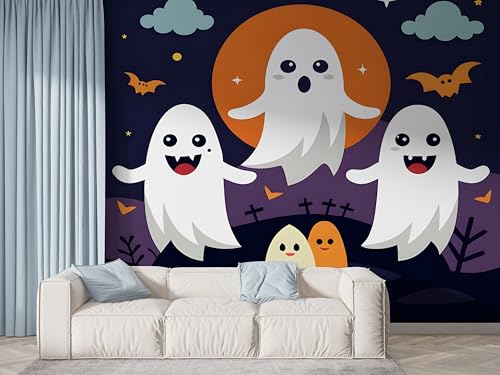Halloween Geist Tapete, Fledermaus Fototapete, Vollmond Wandpapier, Vliestapete Selbstklebende Wand Deko, Motivtapeten Schlafzimmer Wohnzimmer, 400x280 cm - F-581 Halloween Geist Tapete, Fledermaus Fototapete, Vollmond Wandpapier, Vliestapete Selbstklebende Wand Deko, Motivtapeten Schlafzimmer Wohnzimmer, 400x280 cm - F-581 von Boceoey