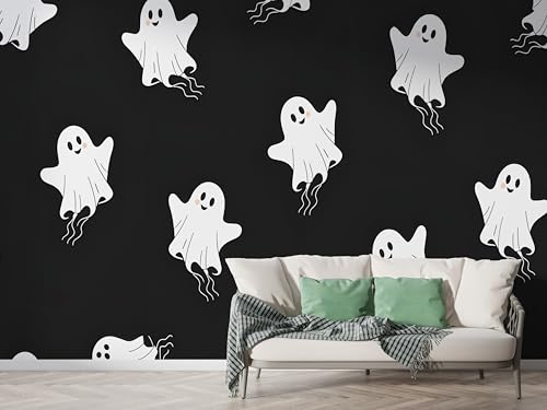 Halloween Geist Tapete, Horror Fototapete, Abstrakt Wandpapier, Vliestapete Selbstklebende Wand Deko, Motivtapeten Schlafzimmer Wohnzimmer, 350x256 cm - F-352 von Boceoey
