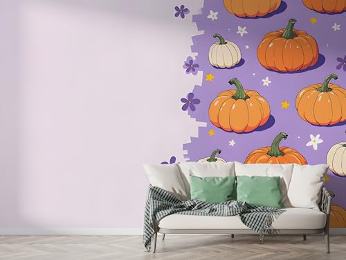 Halloween Kürbis Tapete, Botanisch Fototapete, Blume Wandpapier, Vliestapete Selbstklebende Wand Deko, Motivtapeten Schlafzimmer Wohnzimmer, 250x175 cm - F-359 Halloween Kürbis Tapete, Botanisch Fototapete, Blume Wandpapier, Vliestapete Selbstklebende Wand Deko, Motivtapeten Schlafzimmer Wohnzimmer, 250x175 cm - F-359 von Boceoey