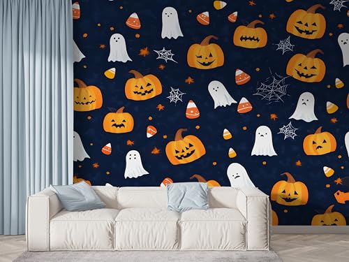 Halloween Kürbis Tapete, Spinnennetz Fototapete, Party Süßigkeiten Wandpapier, Vliestapete Selbstklebende Wand Deko, Motivtapeten Schlafzimmer Wohnzimmer, 200x140 cm - F-645 Halloween Kürbis Tapete, Spinnennetz Fototapete, Party Süßigkeiten Wandpapier, Vliestapete Selbstklebende Wand Deko, Motivtapeten Schlafzimmer Wohnzimmer, 200x140 cm - F-645 von Boceoey