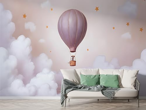 Heißluftballon Sterne Tapete, Wolken Fototapete, Cartoon Wandpapier, Vliestapete Selbstklebende Wand Deko, Motivtapeten Schlafzimmer Wohnzimmer, 400x280 cm - F-250 Heißluftballon Sterne Tapete, Wolken Fototapete, Cartoon Wandpapier, Vliestapete Selbstklebende Wand Deko, Motivtapeten Schlafzimmer Wohnzimmer, 400x280 cm - F-250 von Boceoey