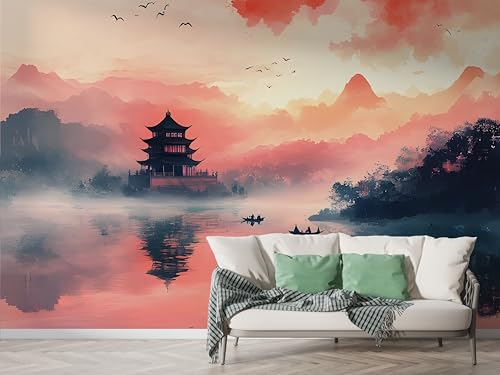 Japanisch Berg Tapete, Japan Fototapete, Aquarelllandschaft Wandpapier, Vliestapete Selbstklebende Wand Deko, Motivtapeten Schlafzimmer Wohnzimmer, 250x175 cm - M-679 Japanisch Berg Tapete, Japan Fototapete, Aquarelllandschaft Wandpapier, Vliestapete Selbstklebende Wand Deko, Motivtapeten Schlafzimmer Wohnzimmer, 250x175 cm - M-679 von Boceoey