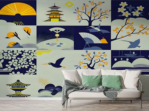 Japanisch Kirschblüten Tapete, Japan Fototapete, Patchwork Wandpapier, Vliestapete Selbstklebende Wand Deko, Motivtapeten Schlafzimmer Wohnzimmer, 450x315 cm - M-618 Japanisch Kirschblüten Tapete, Japan Fototapete, Patchwork Wandpapier, Vliestapete Selbstklebende Wand Deko, Motivtapeten Schlafzimmer Wohnzimmer, 450x315 cm - M-618 von Boceoey