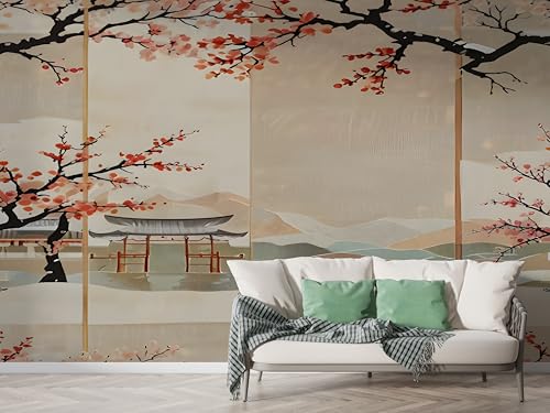 Japanisch Kirschblüten Tapete, Japan Fototapete, Torii-Tor Wandpapier, Vliestapete Selbstklebende Wand Deko, Motivtapeten Schlafzimmer Wohnzimmer, 300x210 cm - M-644 Japanisch Kirschblüten Tapete, Japan Fototapete, Torii-Tor Wandpapier, Vliestapete Selbstklebende Wand Deko, Motivtapeten Schlafzimmer Wohnzimmer, 300x210 cm - M-644 von Boceoey