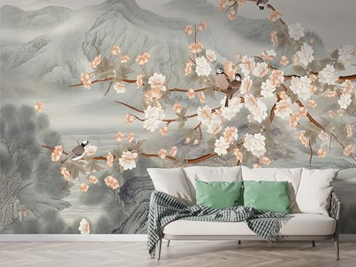 Japanischer Blühender Zweig Tapete, Vogel Fototapete, Landschaft Wandpapier, Vliestapete Selbstklebende Wand Deko, Motivtapeten Schlafzimmer Wohnzimmer, 450x315 cm - F-312 Japanischer Blühender Zweig Tapete, Vogel Fototapete, Landschaft Wandpapier, Vliestapete Selbstklebende Wand Deko, Motivtapeten Schlafzimmer Wohnzimmer, 450x315 cm - F-312 von Boceoey