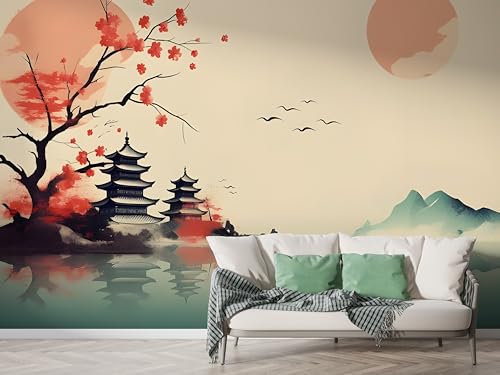 Japanischer Kirschblüte Tapete, Pagode Fototapete, Fuji Wandpapier, Vliestapete Selbstklebende Wand Deko, Motivtapeten Schlafzimmer Wohnzimmer, 450x315 cm - F-256 Japanischer Kirschblüte Tapete, Pagode Fototapete, Fuji Wandpapier, Vliestapete Selbstklebende Wand Deko, Motivtapeten Schlafzimmer Wohnzimmer, 450x315 cm - F-256 von Boceoey