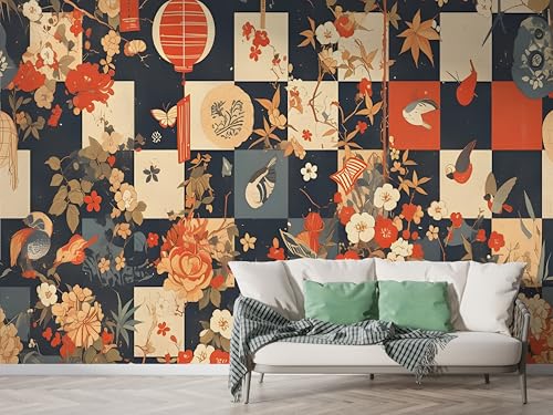 Japanischer Kirschblüte Tapete, Patchwork Fototapete, Geometrisch Wandpapier, Vliestapete Selbstklebende Wand Deko, Motivtapeten Schlafzimmer Wohnzimmer, 200x140 cm - F-262 Japanischer Kirschblüte Tapete, Patchwork Fototapete, Geometrisch Wandpapier, Vliestapete Selbstklebende Wand Deko, Motivtapeten Schlafzimmer Wohnzimmer, 200x140 cm - F-262 von Boceoey