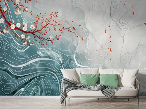 Kirschblüte Ukiyo-E Tapete, Blume Fototapete, Aquarell Wandpapier, Vliestapete Selbstklebende Wand Deko, Motivtapeten Schlafzimmer Wohnzimmer, 200x140 cm - M-545 Kirschblüte Ukiyo-E Tapete, Blume Fototapete, Aquarell Wandpapier, Vliestapete Selbstklebende Wand Deko, Motivtapeten Schlafzimmer Wohnzimmer, 200x140 cm - M-545 von Boceoey