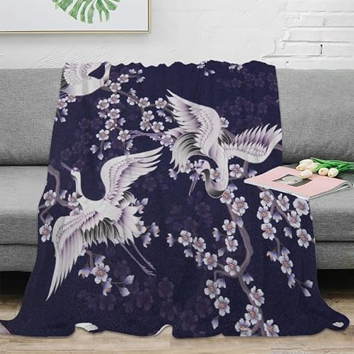 Kuscheldecke 220x240 Kran Weiche Warme Decke Sofa, Fleecedecke Flauschig als Sofadecke, Couchdecke oder Wohndecke, Wolldecken für Bett Sofa Schlafzimmer Büro Japanischer von Boceoey